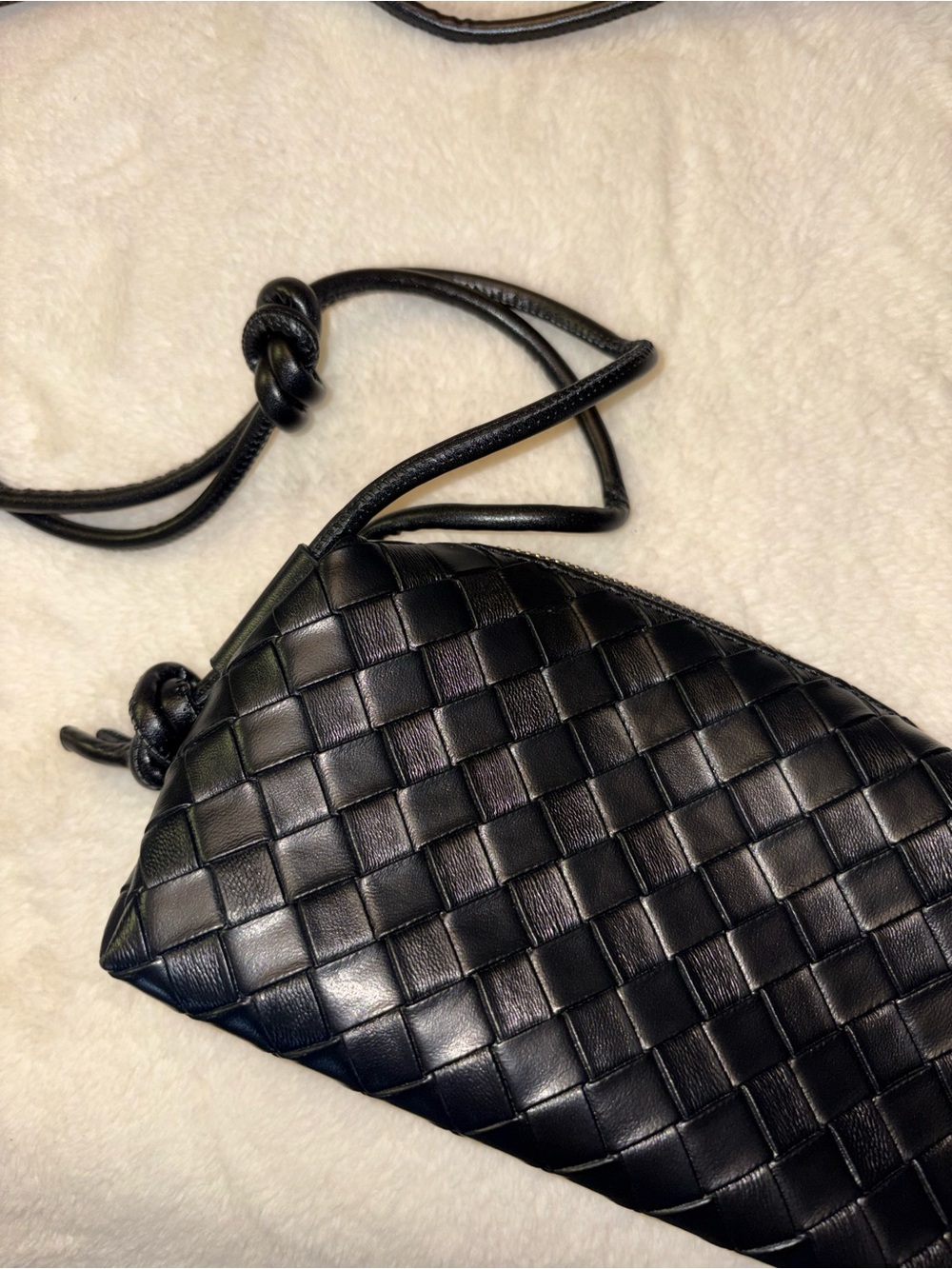 Black Woven Leather Crossbody Bag - Picture 2 of 5